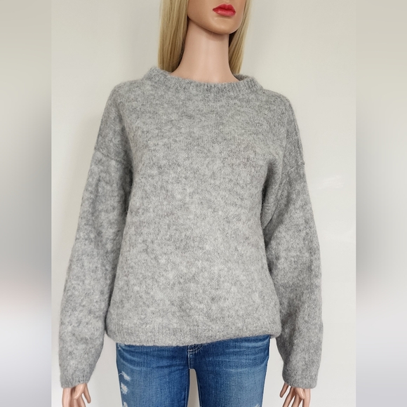 FREE PEOPLE MOHAIR GRAY SWEATER JUMPER REVERSABLE EXPOSED SEAMS XS - Picture 1 of 9